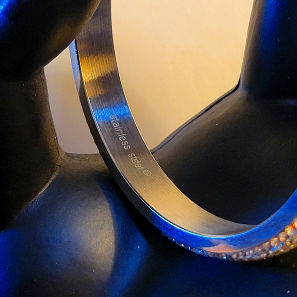 Stainless Steel Crystal Bangle Bracelet - Picture 4 of 4